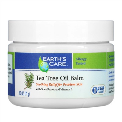 Earth's Care, бальзам с маслом чайного дерева, с маслом ши и витамином Е, 71 г (2,5 унции)