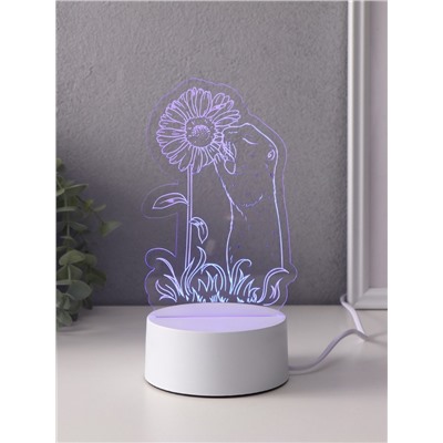 Светильник 3D RISALUX «Суслик и ромашка», LED-ночник, RGB, от сети, 9.5×10.1×17 см