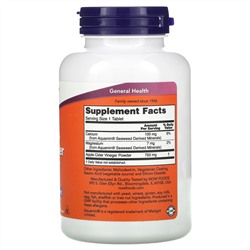 Now Foods, Яблочный уксус, повышенная сила действия, 750 мг, 180 таблеток