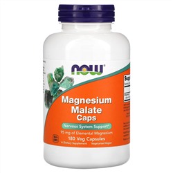 Now Foods, Magnesium Malate Caps, 180 Veg Capsules