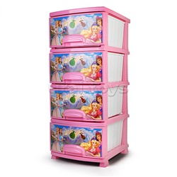 Комод "Декор" "Принцесса" 4 секции розовый / белый