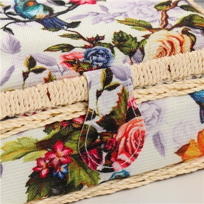 Шкатулка для рукоделия и шитья «Птицы в розовом саду», хранение ниток, иголок, мелочи, 18×12×9.5 см