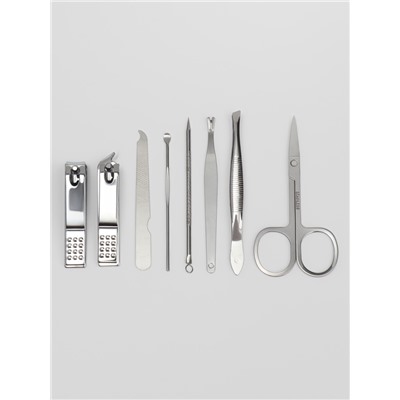 Набор маникюрный, 8 предметов, в пластиковом футляре, розовый