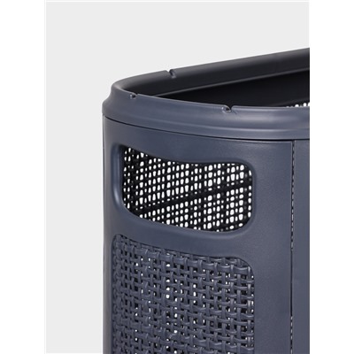 Плетёная корзина для белья с крышкой «Лён», 45 л, 43×20×60 см, графит