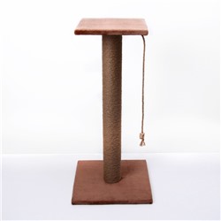 Когтеточка с высоким и толстым столбиком и площадкой, джут, 40×40×84 см, микс цветов