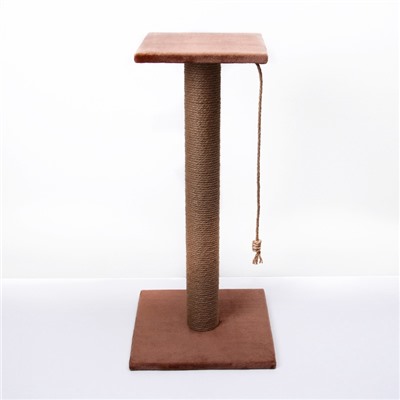 Когтеточка с высоким и толстым столбиком и площадкой, джут, 40×40×84 см, микс цветов