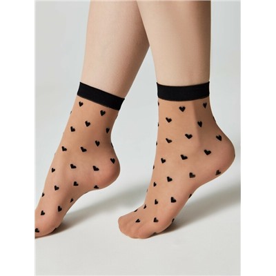 Полиамидные CONTE FANTASY Тонкие носки с рисунком "сердечки"