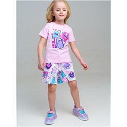 Комплект трикотажный для девочек: фуфайка (футболка), шорты