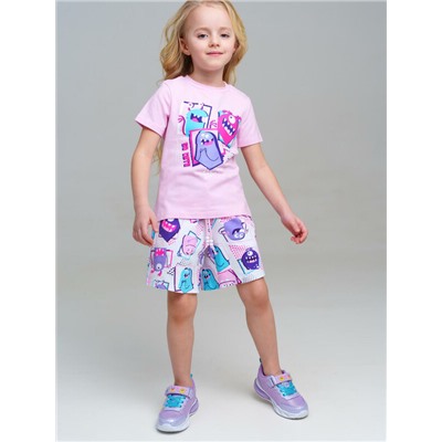 Комплект трикотажный для девочек: фуфайка (футболка), шорты