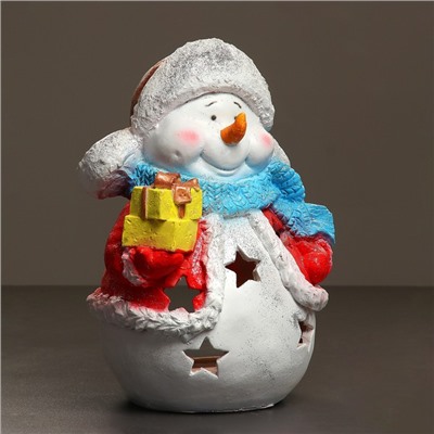 Фигура-подсвечник на 1 свечу «Снеговик с подарками», с блёстками, 45 см