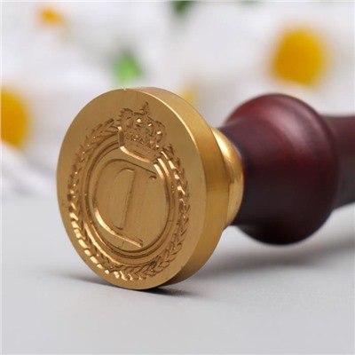 Печать для сургуча с деревянной ручкой «Корона с буквой D», 9×2.5×2.5 см