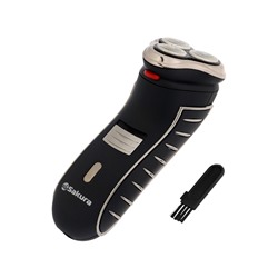 Электробритва Sakura SA-5414BK, АКБ, сеточная, 3 плавающие головки, триммер, чёрная