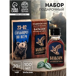Подарочный набор «Сильному духом. 23 февраля»: чай травяной 20 г., бальзам 100 мл.