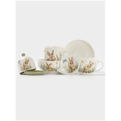 Подставка под чайный пакетик Доляна «Зайка», доломит, 12×9×1.5 см, белая