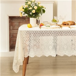 Скатерть Доляна Ажур, цвет бежевый 140×200 ± 5 см, 100%п/э
