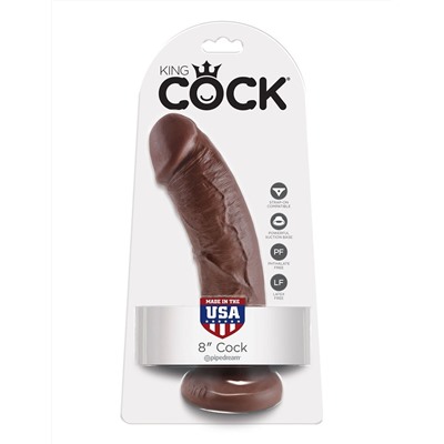 Коричневый фаллоимитатор 8  Cock - 20,3 см.