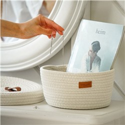 Корзина для хранения SL Home «Бэлл», плетёная, ручной работы, большая, 32×32×16 см, белая