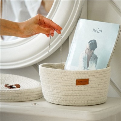 Корзина для хранения SL Home «Бэлл», плетёная, ручной работы, большая, 32×32×16 см, белая