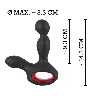 Черный вибромассажер простаты с нагревом и ротацией Prostate Plug - 14,5 см.