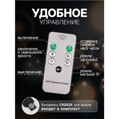 Светодиодные свечи на прищепках 10 см, 10 штук, от батареек ААх1, пульт ДУ, свечение белое