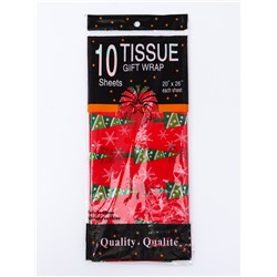 Бумага упаковочная новогодняя тишью «Зимний лес», красная, 50×66 см