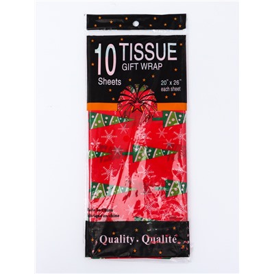 Бумага упаковочная новогодняя тишью «Зимний лес», красная, 50×66 см