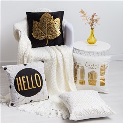 Наволочка декоративная Этель «Листок» 42×42 см, велюр