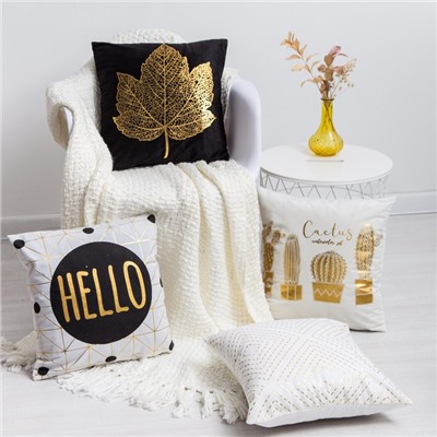 Наволочка декоративная Этель «Листок» 42×42 см, велюр