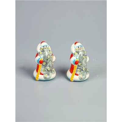 УЦЕНКА Сувенир «Дед Мороз Снеговей», красная шуба, 10 см, фарфор