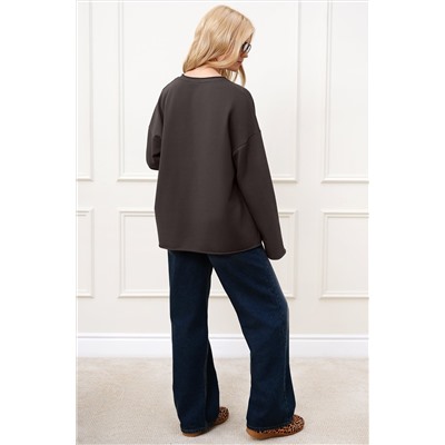 Женский лонгслив оверсайз из футера двухнитки Happyfox