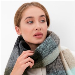 Шарф зимний объемный с кистями MINAKU, принт клетка, размер 210×38+18 см