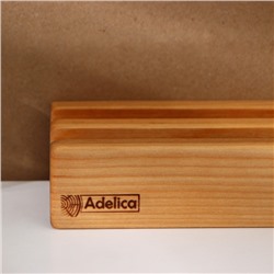 Набор деревянных разделочных досок на подставке 2 шт Adelica: 35×18×2 см, подставка 16×8,5×4 см, масло в подарок 100 мл, пропитаны минеральным маслом, берёза, в подарочной коробке