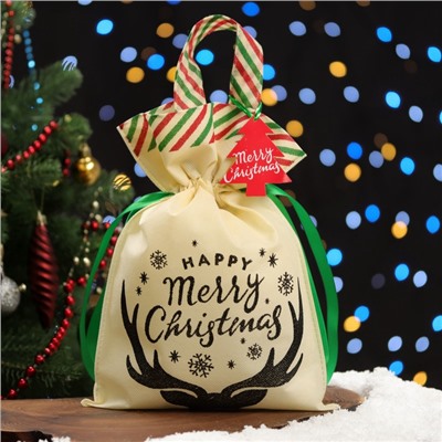 Мешок подарочный новогодний «Счастливого рождества», 22×32 см