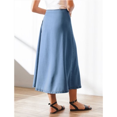 Юбка миди на запах А-силуэта из джинсового лиоцелла