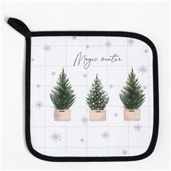 Набор кухонный Magic winter, варежка-прихватка 20×28 см, прихватка 19×19 см,100% хлопок
