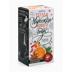 Подарочный набор для приготовления глинтвейна «Чудесного Нового года»: бокал 250 мл., специи 30 г, носки 36-39 размера