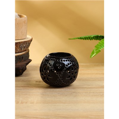 Подсвечник «Шар», 9×9×8 см, керамика, тёмно-коричневый