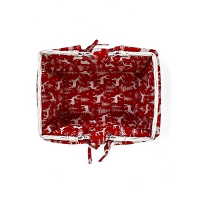 Корзина плетёная для хранения «Новогодняя», 37×28×18 см, ручка h=13 см, белая