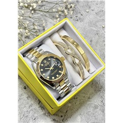 Подарочный набор для женщин часы, 2 браслета + коробка #22853250