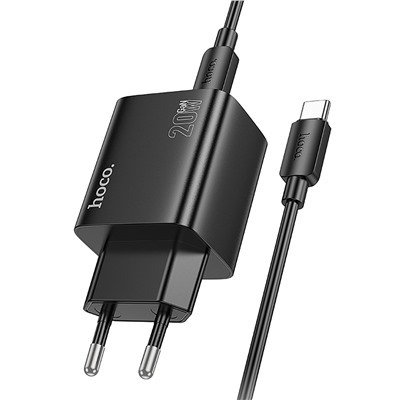 Адаптер Сетевой с кабелем Hoco N55 2Type-C/2USB 3A/20W (Type-C/Type-C) (black)