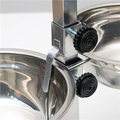 Подставка с мисками, 2×2 л, высота 50 см, разборная с верхним фиксатором, хром