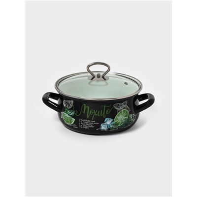 Кастрюля эмалированная «Мохито», 2 л, d=20.5 см, чёрная