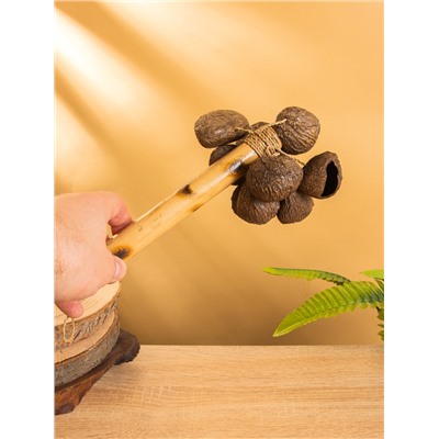 Сувенирный музыкальный инструмент «Маракас с орехами фруктового дерева», 12×12×23 см