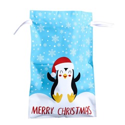 Пакет подарочный новогодний с завязками, «Счастливый пингвин», 29×43 см