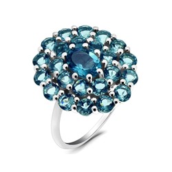 Кольцо из серебра лондон топаз кварц, Пион