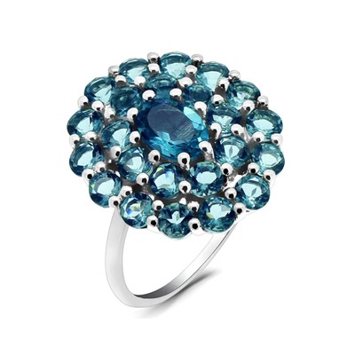 Кольцо из серебра лондон топаз кварц, Пион