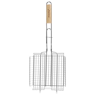 Решётка - гриль универсальная maclay, 20×20 см, нержавеющая сталь, для мангала, бежевая ручка