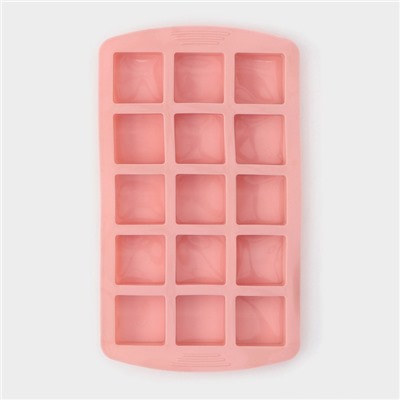 Форма для льда Доляна «Кьюб», силикон, 20×11.5×1.5 см, 15 ячеек, МИКС