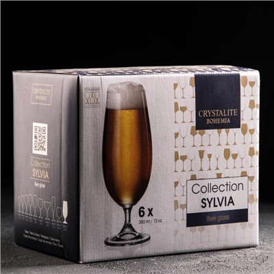 Набор стеклянных бокалов для пива Sylvia, 380 мл, 6 шт