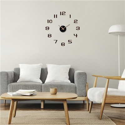 Часы настенные интерьерные, 3d «Данбери», плавный ход, наклейка, большие, d-50 см